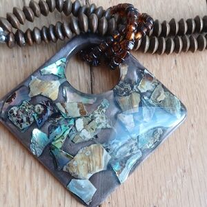 Vintage Abalone Shell Pendant Necklace